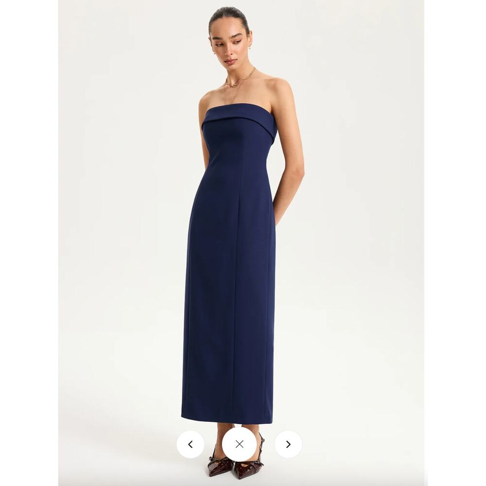 Commense Strapless Maxi Dress with Removable Clear Straps Sz L